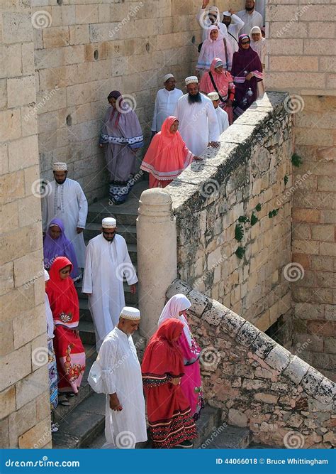 Christian Pilgrims Visiting Via Dolorosa In Jerusalem Editorial Photo