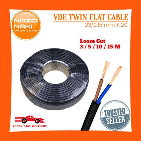 23 0 15 X 2C Twin Flat VDE Cable Black 2 Core PVC Insulated Twin Flat