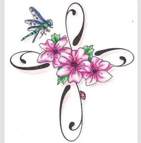 Really Like This Without The Bugs Cross Tattoos For Women Flower