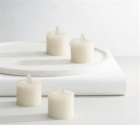 Open Box Premium Flickering Flameless Wax Votive Candles Ivory Set Of 4 Pottery Barn