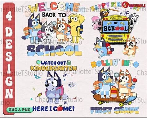 Bundle Bluey Back To School Svg Bluey First Day Of School Png Bluey