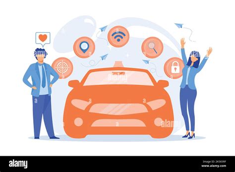 Businessman Likes Autonomous Driverless Car With Smart Technology Icons