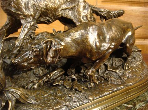 Proantic Bronze Chiens De Chasse A La Perdrix Pierre Jules M Ne