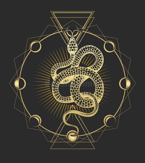 Esoteric Symbol Of Snake Sacred Geometry Illustration Stock