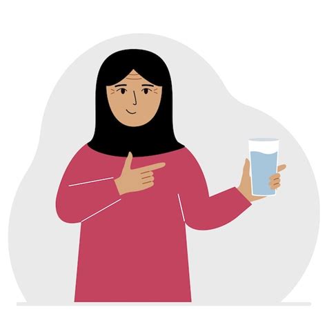 Premium Vector A Woman Holds A Glass Of Water In His Hand The Concept