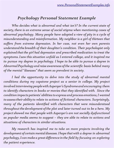 Good Psychology Personal Statement Examples