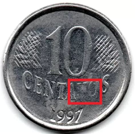 Numis Market 1997 10 Centavos ERRO Batida Fraca Moeda Brasil