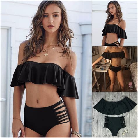 Bikini Traje De Ba O Mujer Flamenkini Bardot Top Sexy Dama