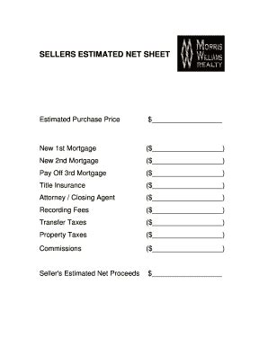 Seller Net Sheet Template Fill Online Printable Fillable Blank