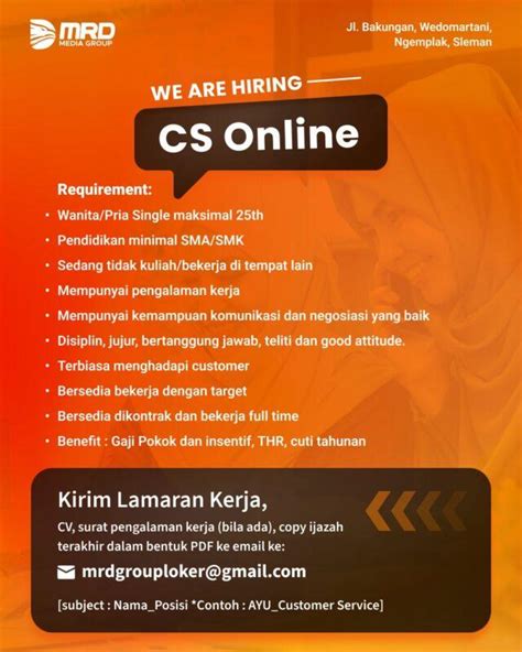 Lowongan Kerja CS Online Di MRD Media Group LokerJogja ID