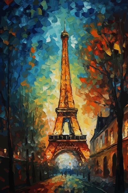 Una pintura de la torre eiffel en parís Foto Premium