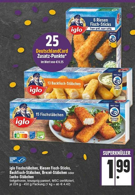 Iglo Fischstäbchen Riesen Fisch sticks Backfisch stäbchen Brezel