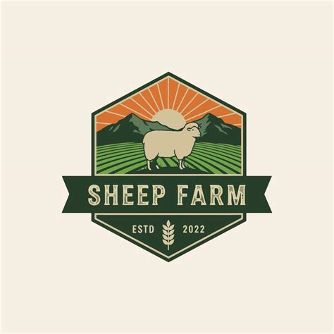 Sheep Farm Logo Featuring Scenic Mountain Sunrise 55009268 Vector Art