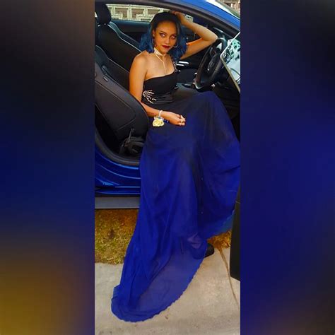 Black And Royal Blue Flowy Matric Dance Dress With A Wide Waist Band