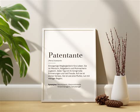 Patentante Poster Personalisiert Definition Geschenk Baby Taufgeschenk