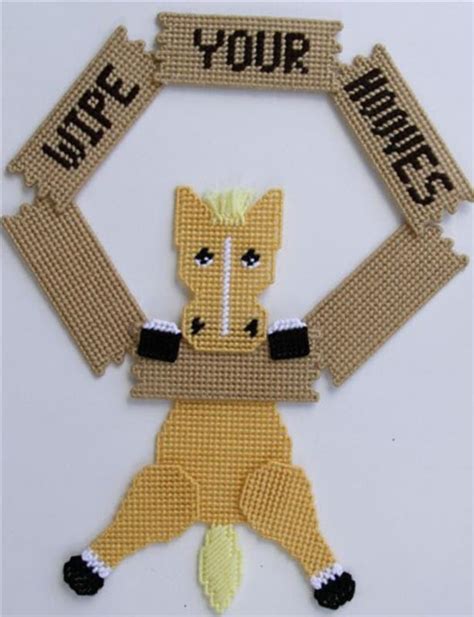 Wipe Your Hooves Horse Plastic Canvas Pattern