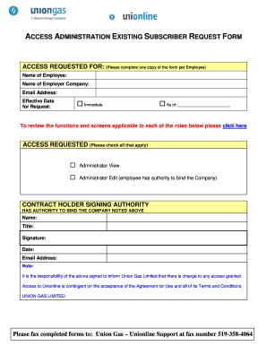 Fillable Online Please Fax Completed Forms To Union Gas Unionline