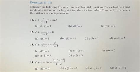 Solved Consider The Following First Order Linear