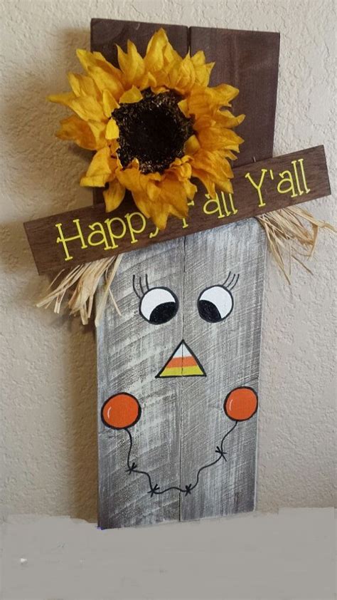 Painted Pallet Wood Happy Fall Y All Scarecrow Fall Halloween Crafts