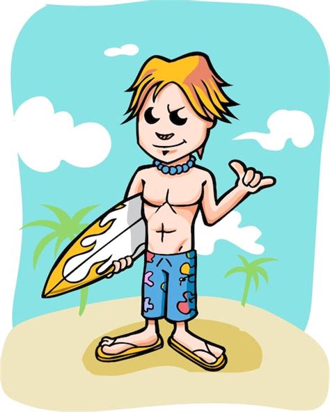 Ilustração de personagem de mascote de surfista de desenho animado