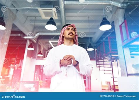 Successful Muslim Businessmen in Traditional Outfit in His Office Stock ...