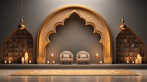 Premium Photo Arafed Room With A Stage And Chairs And Candles