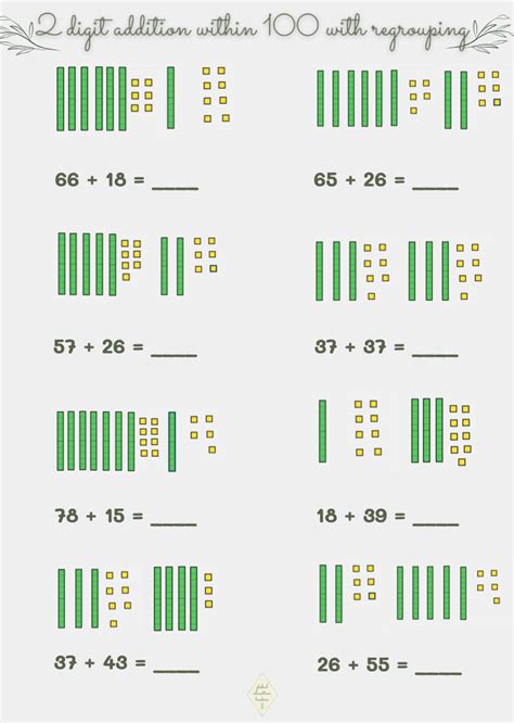 2 Digit Addition and Subtraction Practice Bundle, Using Base Ten Blocks ...