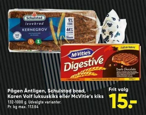 Pågen Äntligen Schulstad brød Karen Volf luksuskiks eller McVitie s