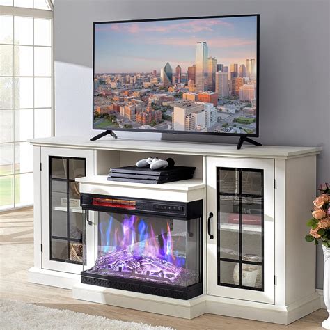 12mo Finance Amerlife 3 Sided Glass Fireplace Tv Stand For Tvs Up