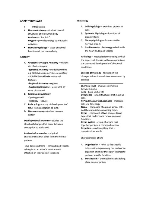 Anaphy Reviewer Introduction To Anatomy To Tissues From Seeleys Anatomy