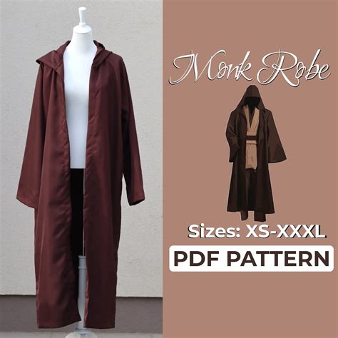 Monk Robe Sewing Pattern Wizard Robe Easy Beginner Pattern Medieval Coat A0 A4 Us Letter