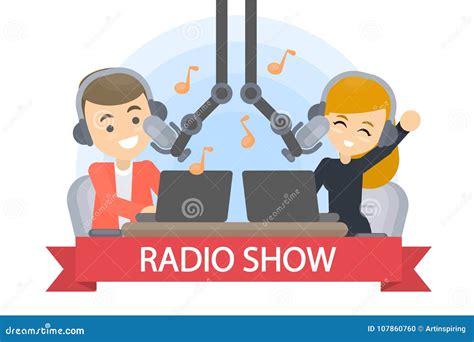 Radio show presenter. stock vector. Illustration of male - 107860760