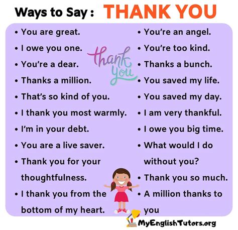 Thank You Synonym Power Ways To Say Thank You My English Tutors