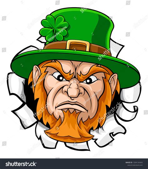 Leprechaun Tough Mascot Cartoon Face Ripping Stock Vector (Royalty Free ...