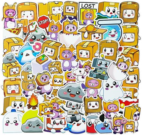 50pcs Kawaii Stickers For Laptop Vinyl Lankybox Stickers Pack Decals For Water Bottle Moto