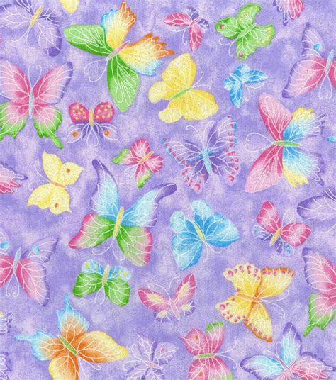 Novelty Cotton Fabric 44"-Butterfly Glitter Purple | JOANN