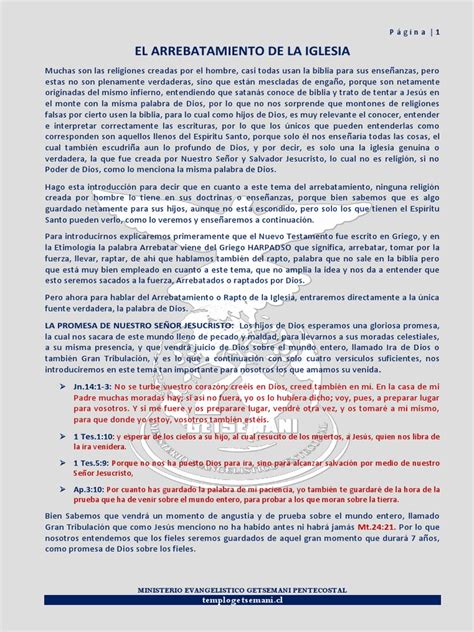 El Arrebatamiento De La Iglesia Pdf Biblia Éxtasis