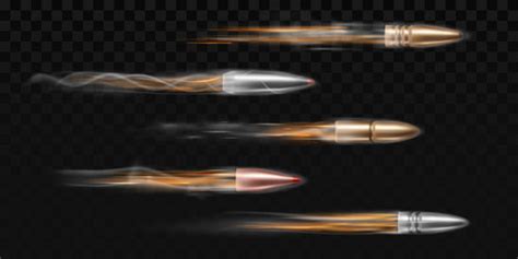 Realistic Flying Bullets With Smoke Trail Vector Image