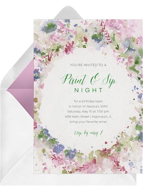 Modern Watercolor Wreath Invitations Greenvelope