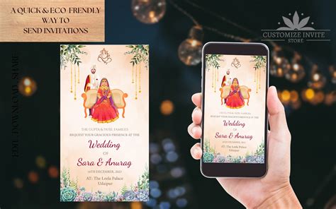 Indian Wedding SAVE THE DATE Invitation Card Template Royal Wedding