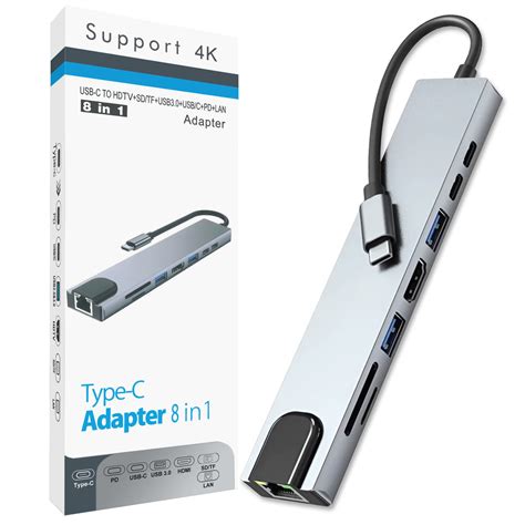 Hub Adapter Rozdzielacz Usb C Do Laptopa W Usb Hdmi K Lan