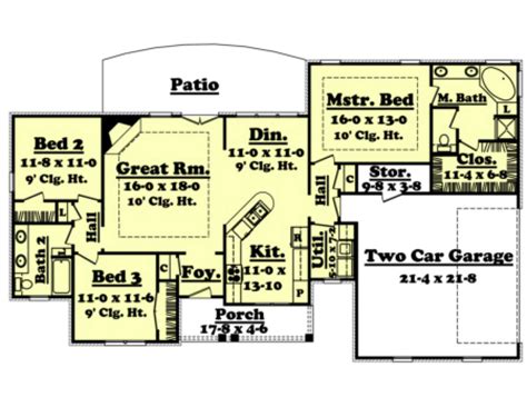 Country Plan 1600 Square Feet 3 Bedrooms 2 Bathrooms 041 00013