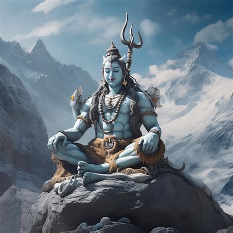 바탕 화면 Generative Ai를 위한 Lord Mahadev God Shiv 포스터 디자인 프리미엄 사진