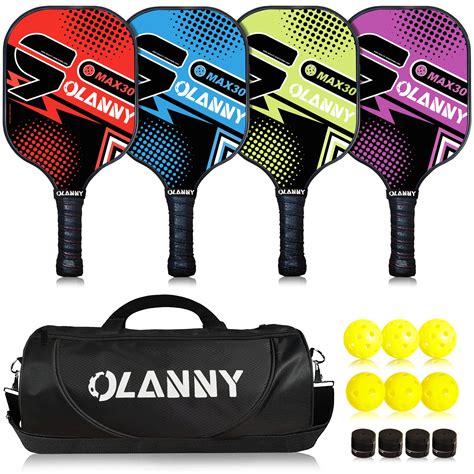 OLANNY Pickleball Paddles Set of 4 Pickleball Rackets Graphite ...