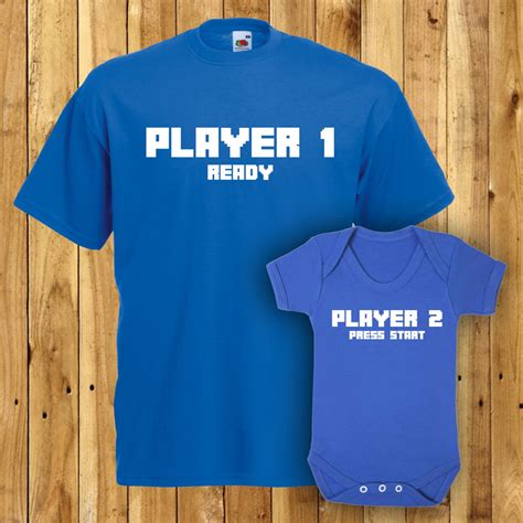 Player 1 Player 2 Matching Father Son T Shirts Daddy