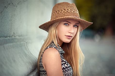 Hd Wallpaper Women Blonde Face Portrait Hat Eva Mikulski Lods