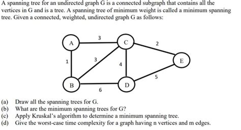 Solved A Spanning Tree For An Undirected Graph G Is A Chegg