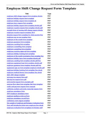 Fillable Online Employee Shift Change Request Form Template Employee