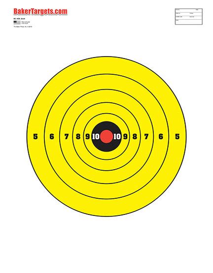 Numbered High Visibility Yellow Bulls Eye Baker Targets