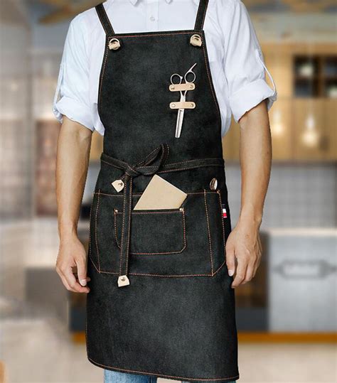 Denim Apron Custom Logo Work Apron Studio Aprons Big Workshop Apron Co